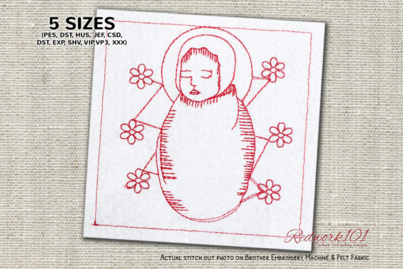 Baby Jesus Born Redwork Design: Real Project Review