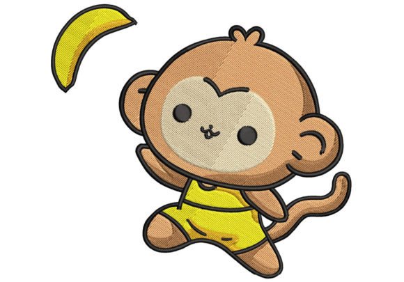 Digitized Cute Monkey Embroidery Design
