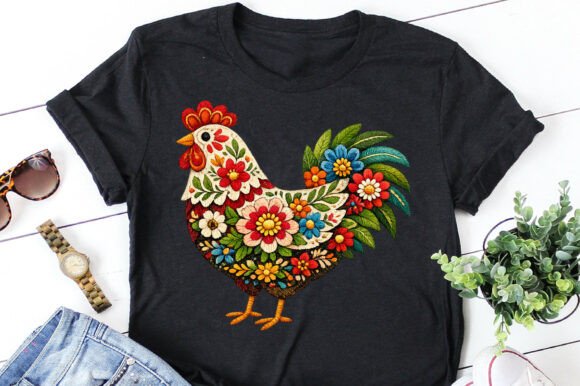 Floral Chicken Embroidery