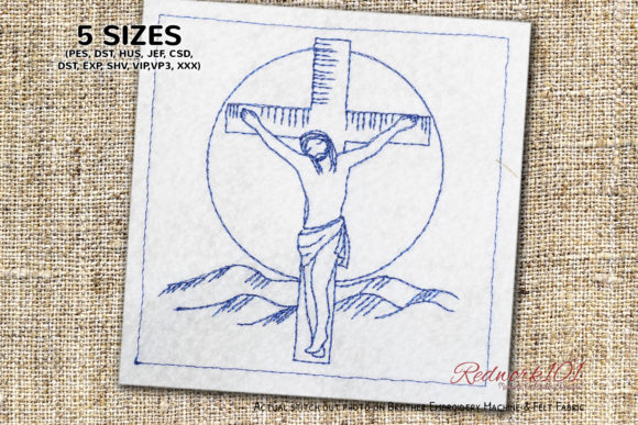Jesus on Cross Redwork Design: A Designer's Review