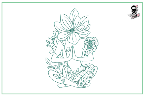 Lotus Girl, Floral Redwork Embroidery Review