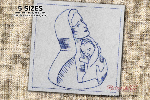 Mary Holding Baby Jesus Redwork – A Design Review for Small Business Merch