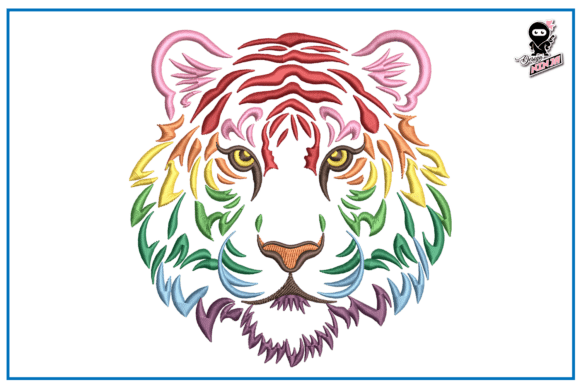 Rainbow Tiger: Playful Wild Energy for Custom Projects