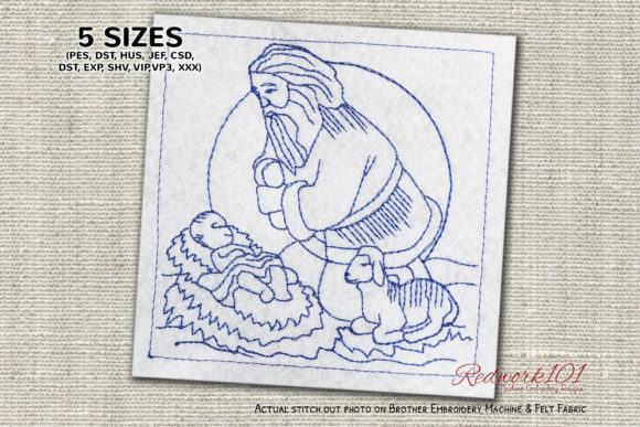 Santa with Baby Jesus Redwork: Designer Review